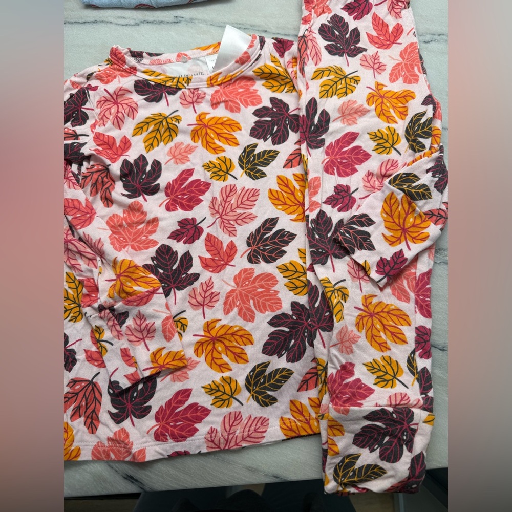 Posh Peanut Pink and Orange‎ Leaf Print Top 2T